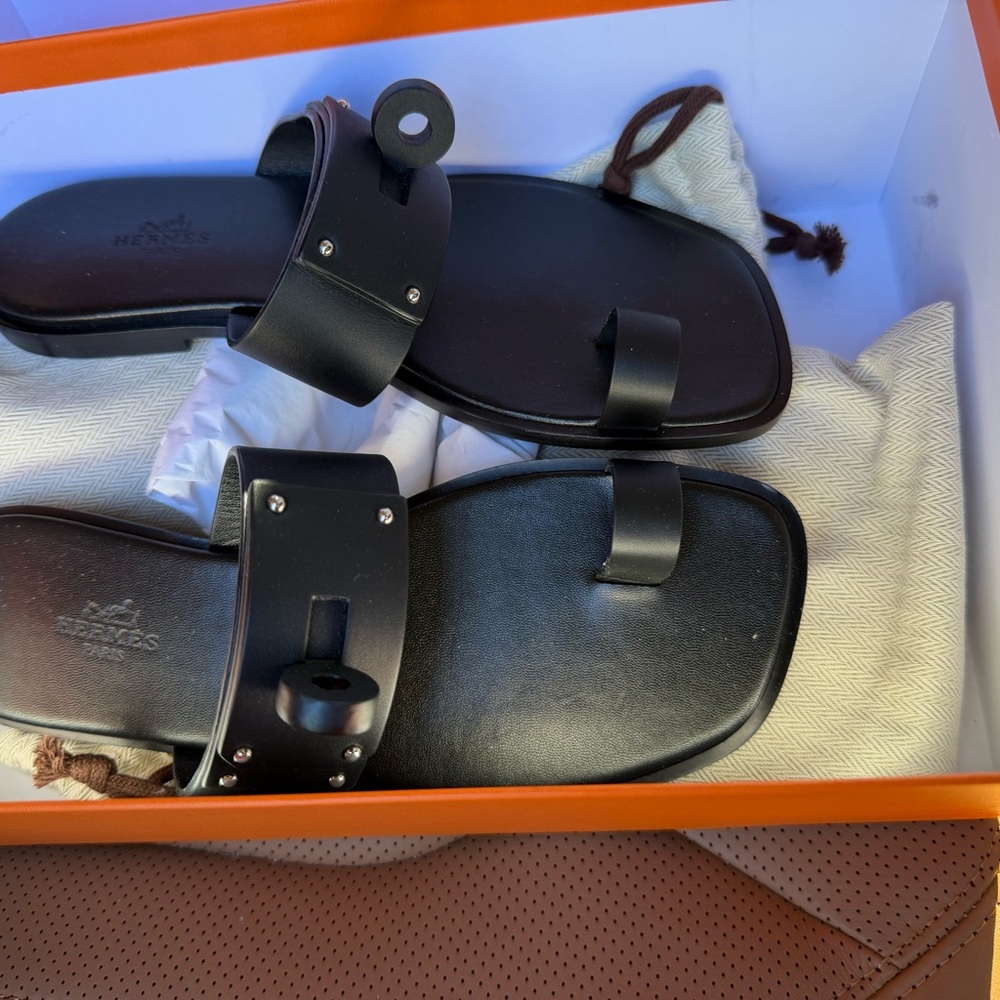 Hermes July Sandal - black, size 37.5/7.5 - new